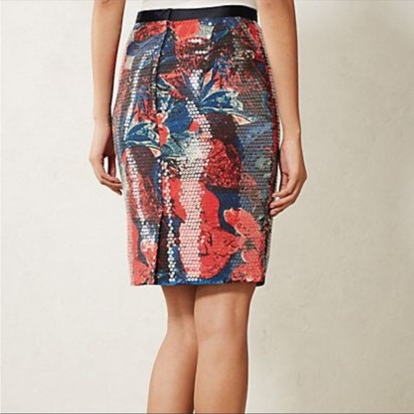 ANTHROPOLOGIE Sugar Fleur Sequin Pencil Skirt - Picture 3 of 9